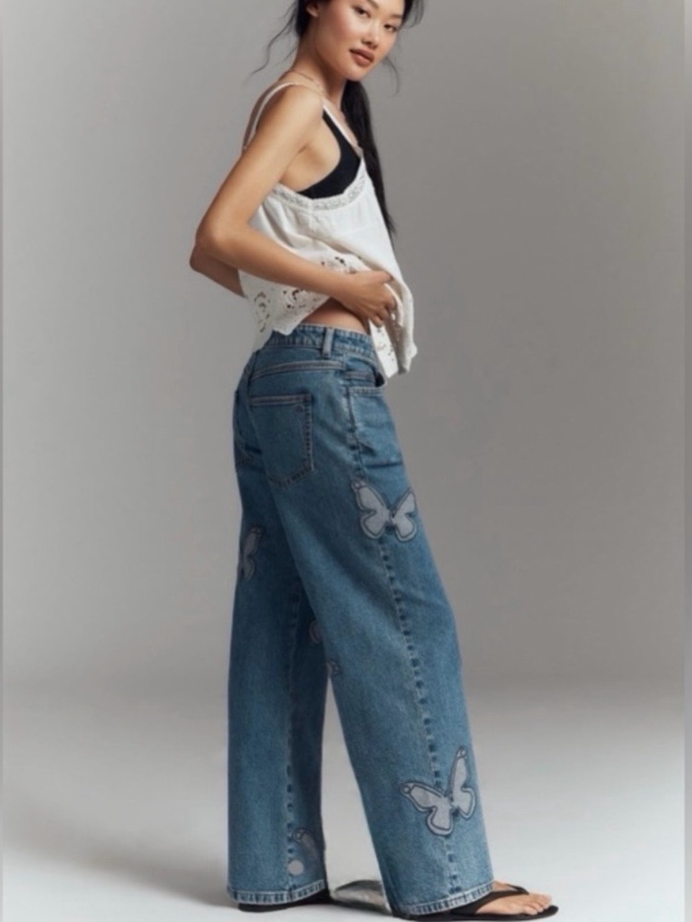 Anthropologie Pilcro Butterfly Low-Slung Wide-Leg Jeans Size 33 - Picture 3 of 14